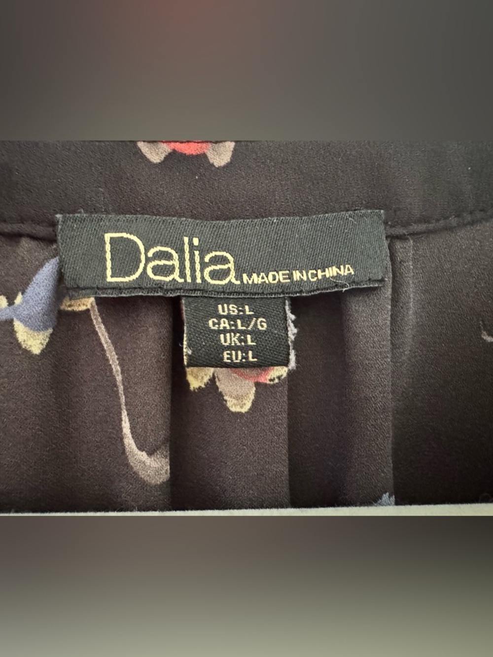DALIA Black Floral Split V Neck Sheer Blouse Chiffon Flowy Boho Office Siren L - Picture 3 of 9